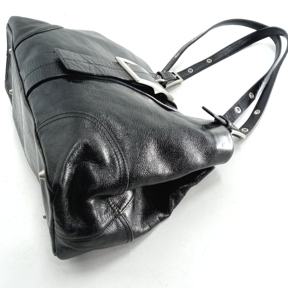 Kenneth Cole Shoulder Bag Black Leather Buckle - Picture 4 of 16